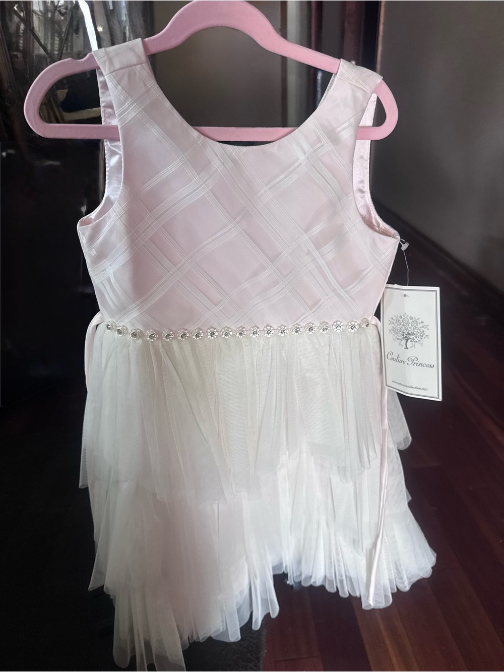 Couture Princess Girls' Pink and Ivory Tulle Party Dress